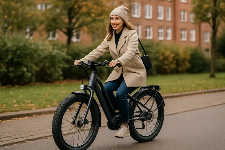 Comfort, grip en stijl op een elektrische damesfiets met dikke banden